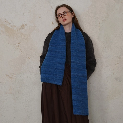 Bufanda de Punto de Lana Retro para Mujeres Hombres Invierno Cálido Suave Largo Envolvente Color Sólido Mixto Moda Rayado