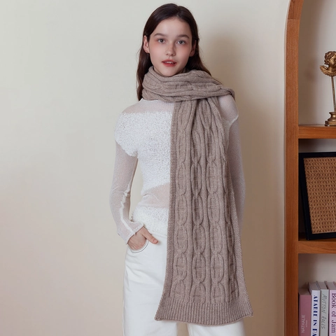 Winter Chunky Cable Knit Scarf Soft Warm Polyester Solid Color Scarf Shawl Wrap For Men Women Outdoor Neck Warmer