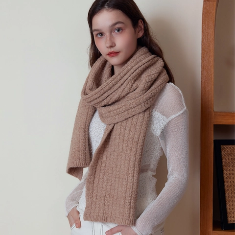 Sciarpa in Misto Lana Tinta Unita Lavorata a Maglia Uomo Donna Inverno Calda Spessa Scaldacollo Retrò Stile Preppy a Costine