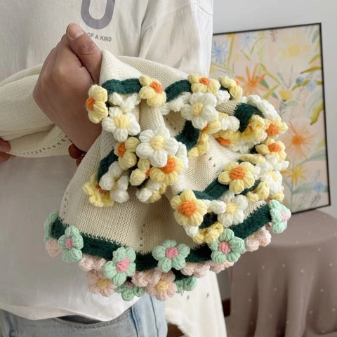 Handgemaakt Gehaakt 3D Boeket Throw Deken Acryl Gebreide Florale Madeliefje Deken Voor Sofa Bed Home Decor Cadeau