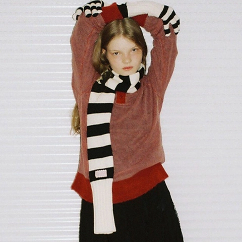 Sciarpa a Righe in Maglia da Donna Invernale Calda in Misto Lana Chic Designer Style Accessori Regalo Festivo
