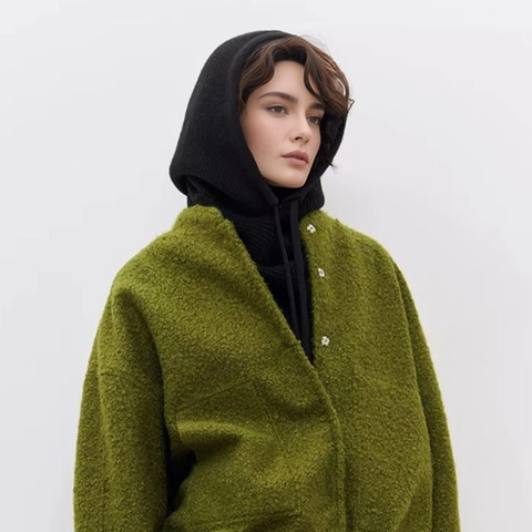 Passamontagna Invernale a Maglia Sciarpa con Cappuccio Coulisse Scaldacollo Cappello a Costine per Uomo Donna Tinta Unita Caldo