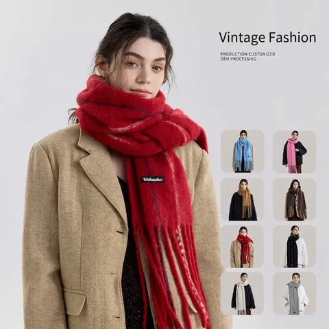 Sciarpa In Misto Lana Calda Invernale A Righe Con Nappa Per Uomo Donna Scialle Lungo In Maglia Retrò Colore A Contrasto Scaldacollo Termico