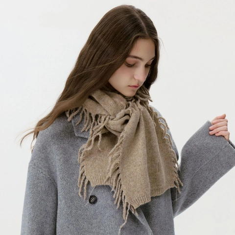 Unisex Einfarbig Baumwollmischung Gestrickter Schal Mit Quasten Weich Winter Warm Schal Für Damen Herren Mode Fransen Wickel