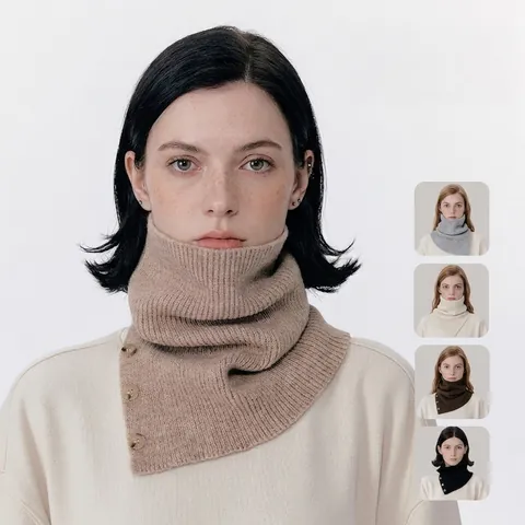 Scaldacollo a Maglia Con Bottoni Tinta Unita Invernale Caldo Misto Lana Scaldacollo a Costine Per Uomo Donna Quotidiano