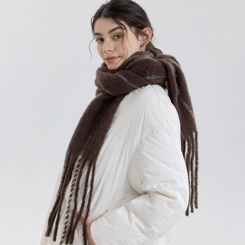 Sciarpa In Misto Lana Calda Invernale A Righe Con Nappa Per Uomo Donna Scialle Lungo In Maglia Retrò Colore A Contrasto Scaldacollo Termico