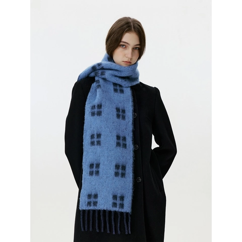 Sciarpa a Quadri in Misto Lana Unisex Morbida Classica Trama a Griglia Frange Lunghe Sciarpa Pashmina Calda Invernale Elegante Scaldacollo