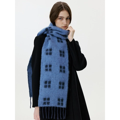 Sciarpa a Quadri in Misto Lana Unisex Morbida Classica Trama a Griglia Frange Lunghe Sciarpa Pashmina Calda Invernale Elegante Scaldacollo