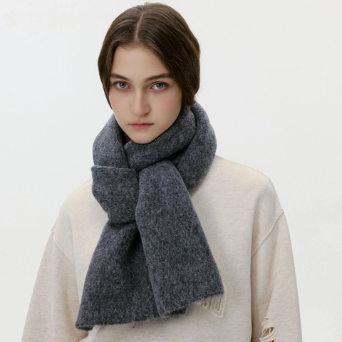 Écharpe d'Hiver Unisexe en Tricot Mélange de Laine Mode Coréenne Couleur Unie Écharpe Chaude Épaisse pour Hommes Femmes Châle Cache-Cou