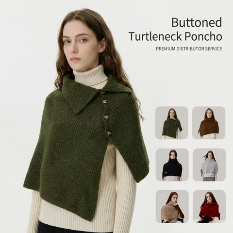 Damen Dick Gestrickt Stehkragen Knopf Schal Kragen Pullover Warm Wollmischung Winter Halswärmer Wickelschal Für Den Außenbereich