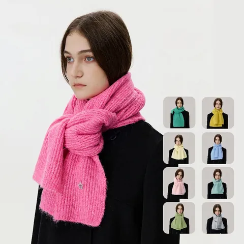 Sciarpa in Maglia Tinta Unita in Misto Lana Design a Stella Stile Coreano per Donna Sciarpa a Costine Calda e Spessa Invernale