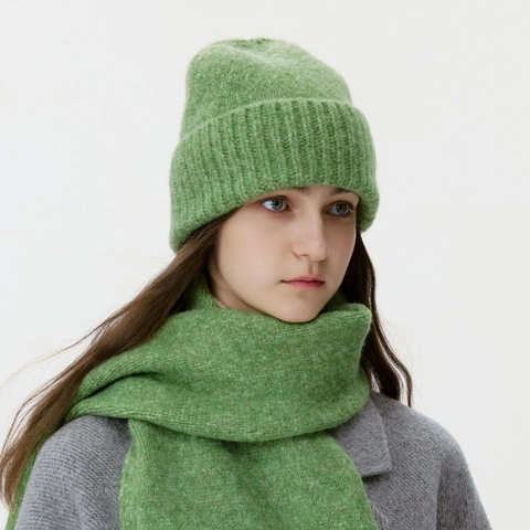 Berretto in Maglia Misto Lana Caldo Invernale per Uomo Donna Tinta Unita Ispessito Bordo a Costine Berretto Morbido Invernale