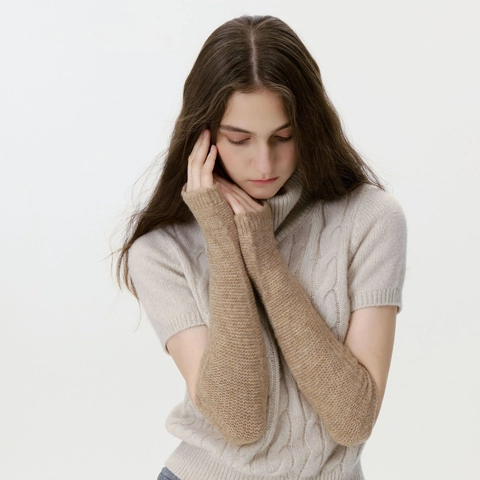 Korean Minimalist Fingerless Gloves Soft Solid Color Wool Blend Cable Knit Arm Warmers Women Men Winter Warm Fashion Sleeves