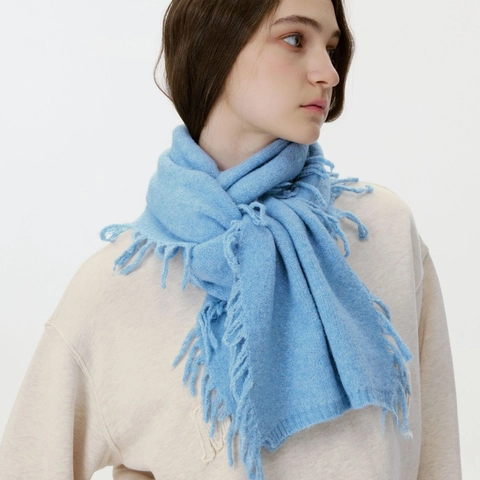 Écharpe en Mélange de Laine Unisexe Tricotée Chaude Écharpe d'Hiver avec Glands Couleur Unie Coupe-vent pour Homme Femme Mode