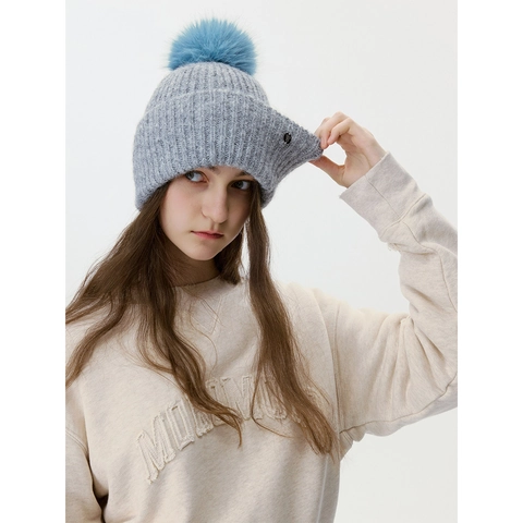 Winter Warm Wool Blend Knit Beanie Hat With Large Pom Pom Soft Ribbed Cuff Skull Cap For Men Women Solid Color Outdoor Headwear