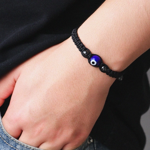 Handmade Braided Evil Eye Bracelet For Women Men Adjustable Black String Cord Bracelet Lucky Protection Jewelry Gift