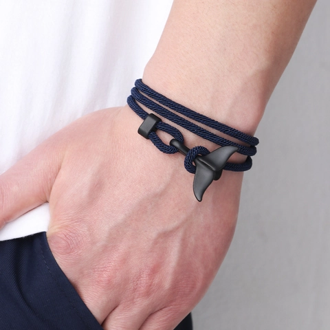 Modern Minimalistisch Walvisstaart Gevlochten Touw Armband Individueel Nautisch Donkerblauw Handgeweven Armband Sieraden Cadeau