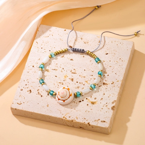 Böhmisches Handgefertigtes Natur Muschel Geflochtenes Armband Verstellbar Sommer Strand Perlen Muschel Charm Armband Für Damen Sommer Urlaub Schmuck