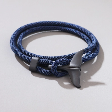 Modern Minimalistisch Walvisstaart Gevlochten Touw Armband Individueel Nautisch Donkerblauw Handgeweven Armband Sieraden Cadeau