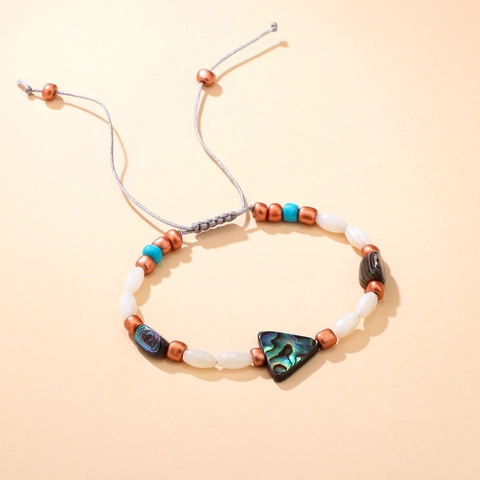Bohemian Natural Abalone Shell Braided Bracelet For Women Handmade Geometric Shell Adjustable Cord Ethnic Vintage Jewelry Gift