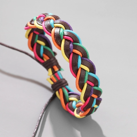 Bracelet Tissé Vintage Jamaïcain Rouge Jaune Vert Pour Hommes Femmes Bracelet En Corde Réglable Fait À La Main Bohème Bijoux