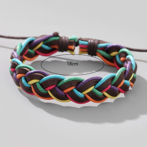 Bracelet Tissé Vintage Jamaïcain Rouge Jaune Vert Pour Hommes Femmes Bracelet En Corde Réglable Fait À La Main Bohème Bijoux