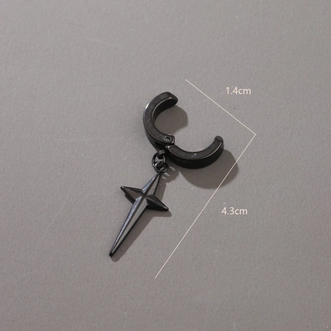 Clip d'Oreille Punk Gothique en Métal Croix Étoile Gland Avec Tige en Argent Sterling 925 pour Hommes Femmes Bijoux Noirs Tendance