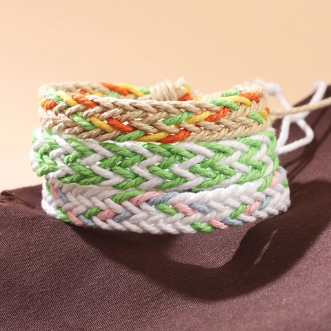 Handmade Woven Rope Bracelet Set Bohemian Ethnic Adjustable Polyester Cord Braided String Bracelet For Women Men Daily Jewelry