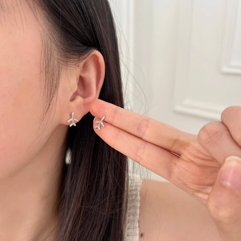 925 Sterling Silver Moissanite Airplane Stud Earrings For Women Exquisite Aviation Dainty Minimalist Fashion Ear Jewelry