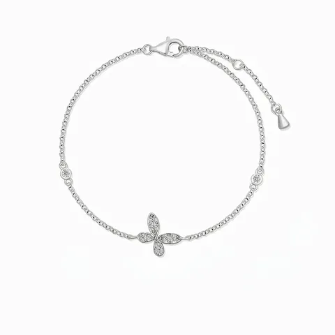 925 Sterling Silver Butterfly Bracelet For Women Delicate Full Zirconia Inlaid Adjustable Chain Elegant Jewelry Gift