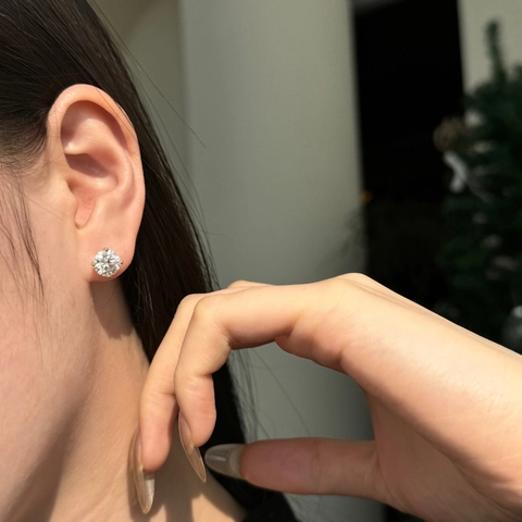 Moissanite Stud Earrings For Women 925 Sterling Silver D Color VVS1 Round Cut Sparkling Geometric Jewelry Gift For Wedding Party