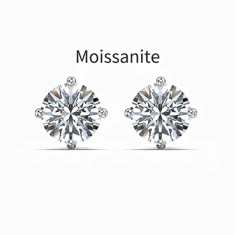Moissanite Stud Earrings For Women 925 Sterling Silver D Color VVS1 Round Cut Sparkling Geometric Jewelry Gift For Wedding Party