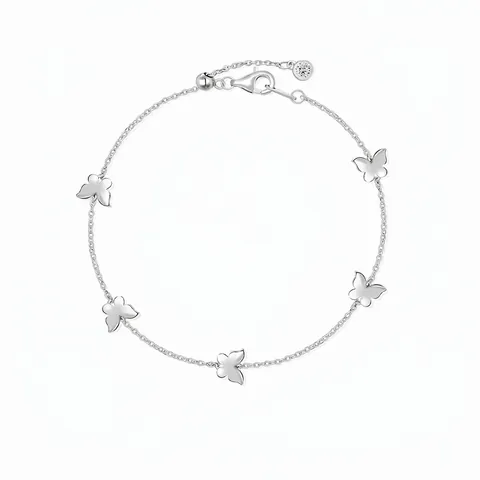 Bracciale a Farfalla in Argento Sterling S925 per Donna Minimalista Delicato Regolabile a Catena Fine Gioielli con Strass Regalo