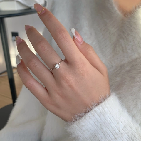 S925 Sterling Silver Solitaire Moissanite Ring For Women D Color VVS1 Six-Prong Setting Adjustable Wedding Ring Jewelry Gift