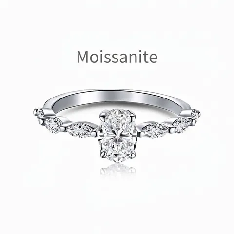 Elegant 925 Sterling Silver Moissanite Ring For Women Oval Design Delicate Wedding Engagement Luxury Moissanite Jewelry Finger Ring