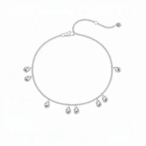 Braccialetto in Argento Sterling 925 con Pendente a Goccia d'Acqua per Donna Delicato Bracciale a Catena in Zirconia Regolabile