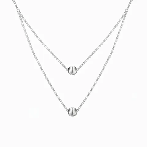925 Sterlingsilber Doppelschicht Halskette Für Damen Gebürstete Runde Glückskugel Anhänger Minimalistische Schlüsselbeinkette Schmuck