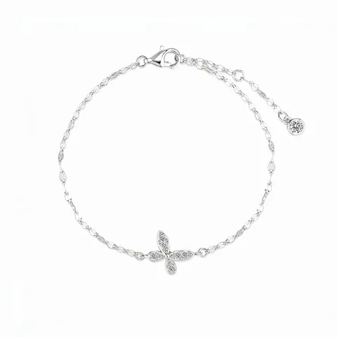 Bracciale a Farfalla in Argento Sterling 925 per Donna Elegante Intarsiato con Strass Catena Regolabile Gioielli di Moda Minimalista