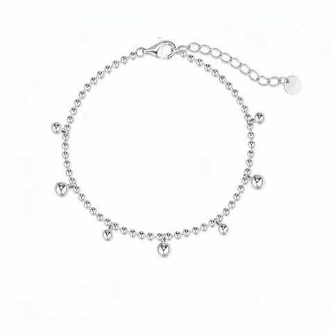 Minimalistisches 925 Sterlingsilber Perlenkette Armband Mit Herzanhängern Rundkugel Charms Verstellbarer Schmuck Für Damen