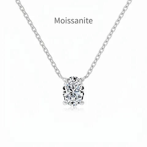 925 Sterling Silver Oval Moissanite Pendant Necklace D Color VVS1 Elegant Jewelry For Women Wedding Banquet Commuting Gift