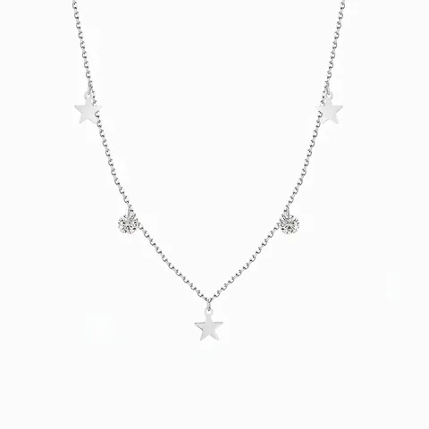 Collar con Colgante de Estrella de Plata de Ley S925 para Mujer Minimalista Circonia Cadena de Clavícula Joyería de Moda Regalo