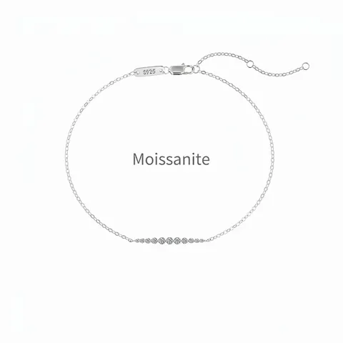 Squisito Bracciale in Argento Sterling 925 con Moissanite Design a Sorriso Pavé Moissanite Rotonda Eleganti Gioielli da Mano Regalo