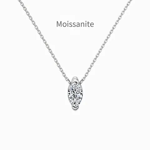 Exquisite 1 Carat Marquise Cut Moissanite Pendant Necklace D Color S925 Sterling Silver Chain Jewelry For Women Wedding Party Gift