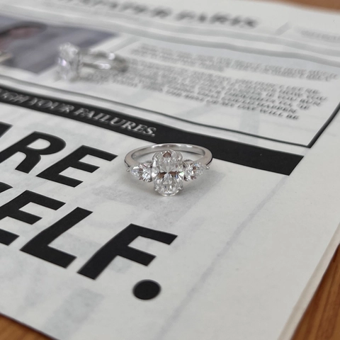 S925 Sterling Silver Three Stone Moissanite Ring For Women Oval Waterdrop Pear Cut Bridal Engagement Anniversary Luxury Jewelry