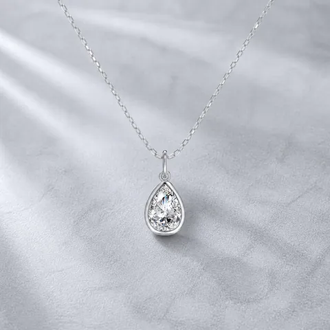 Collana con Ciondolo in Argento Sterling 925 Zirconia a Forma di Pera per Donna Elegante Catena a Goccia d'Acqua Matrimonio