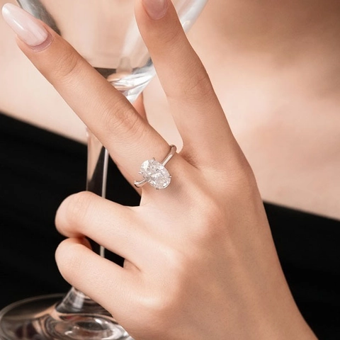 Luxury Oval Moissanite Ring 925 Sterling Silver Engagement Proposal Sparkly Jewelry For Women Wedding Anniversary Ring