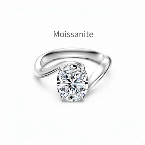 Luxury Oval Cut Moissanite Ring 925 Sterling Silver Bypass Twisted Band Promise Engagement Ring For Women Jewelry Gift