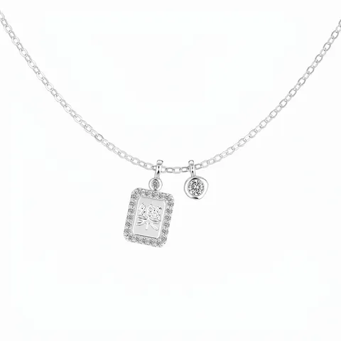 Collana in Argento Sterling 925 con Ciondolo Cinese Le per Donna Retro Elegante Collana con Targhetta Rettangolare Gioielli di Moda Regalo