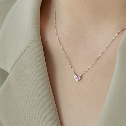 Collier Pendentif Cœur en Argent Sterling S925 pour Femme Bijoux en Zirconia Élégants en Forme de Cœur Cadeau pour Petite Amie