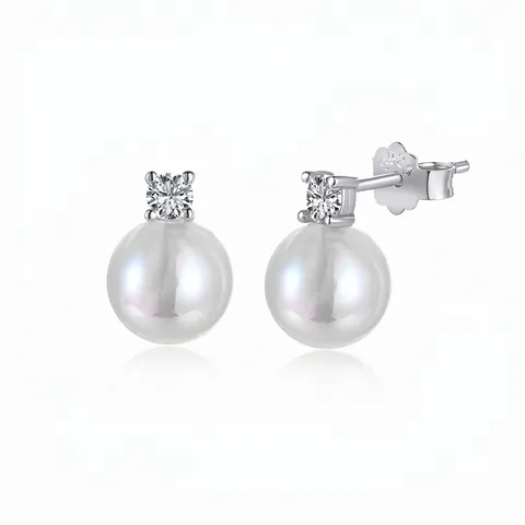 Elegant 925 Sterling Silver Moonstone Stud Earrings For Women Vintage Zirconia Inlaid Gold Plated Round Earring Jewelry Gift